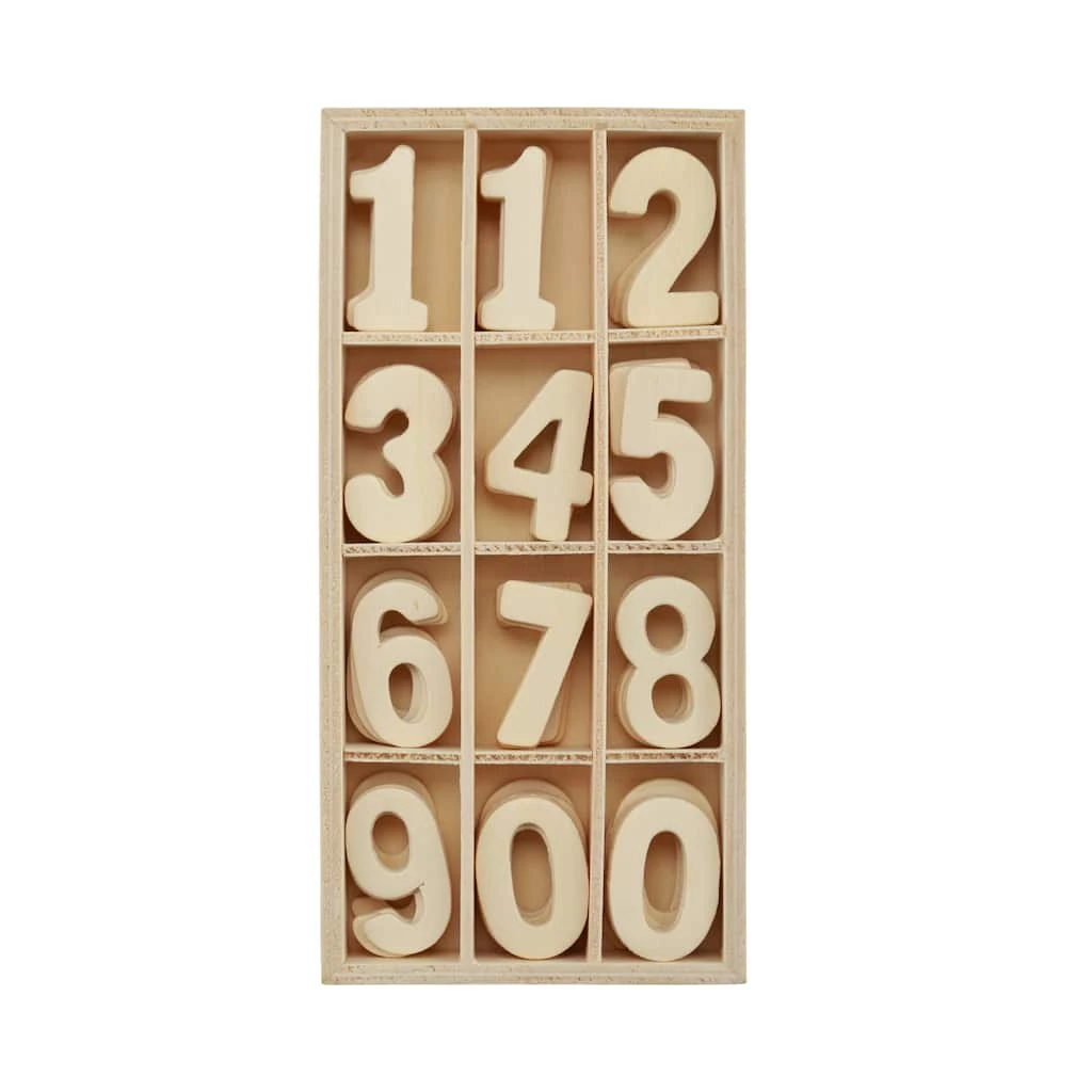 Budget ❤️ 8 Packs: 60 ct. (480 total) 1.5" Punch Cut Wood Numbers Set by ArtMinds™ 👍 1 Budget ❤️ 8 Packs: 60 ct. (480 total) 1.5" Punch Cut Wood Numbers Set by ArtMinds™ 👍