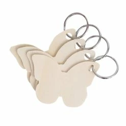 Promo 🎉 2.5" Unfinished Wooden Butterfly Keyrings by ArtMinds™ 🥰