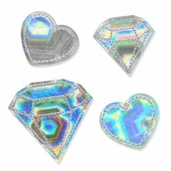 Promo 🌟 Iron-On Holographic Diamond & Heart Patches by ArtMinds™ ✔️