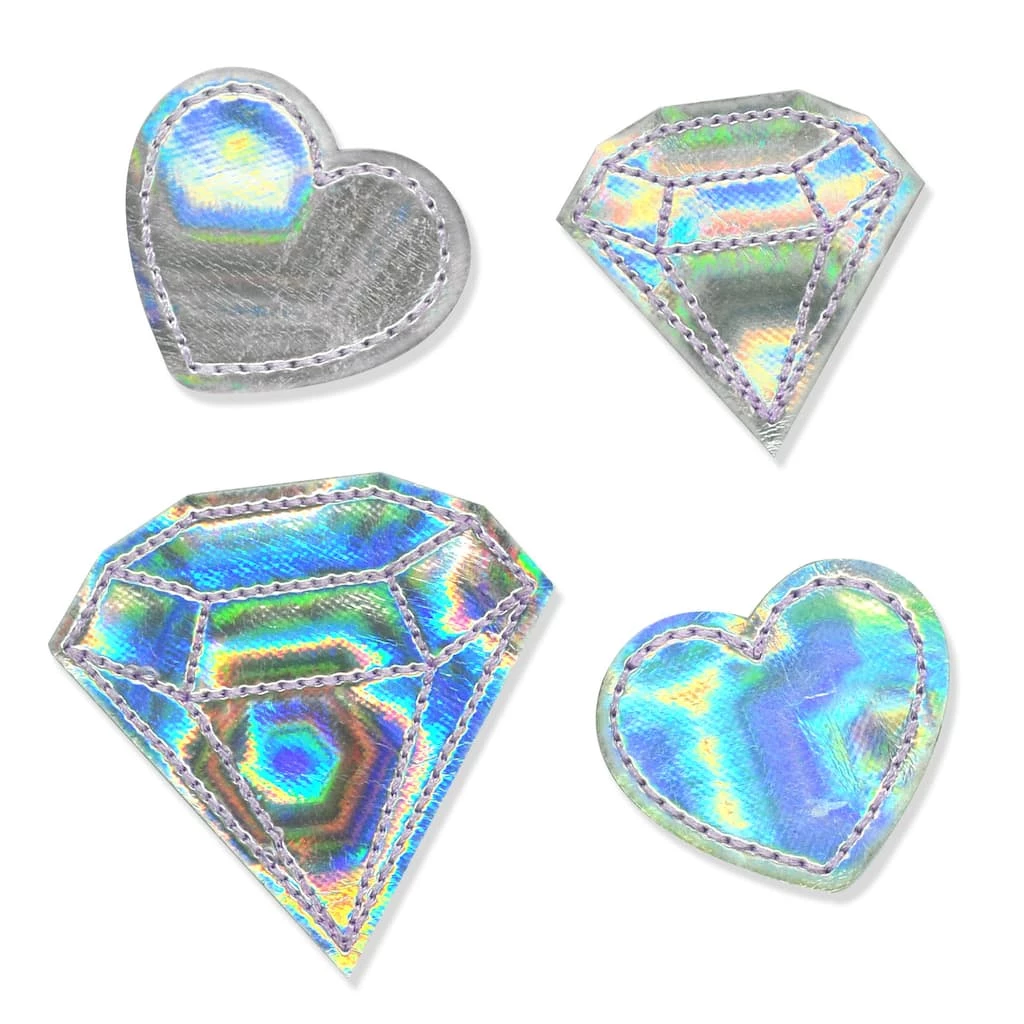 Promo 🌟 Iron-On Holographic Diamond & Heart Patches by ArtMinds™ ✔️ 1 Promo 🌟 Iron-On Holographic Diamond & Heart Patches by ArtMinds™ ✔️